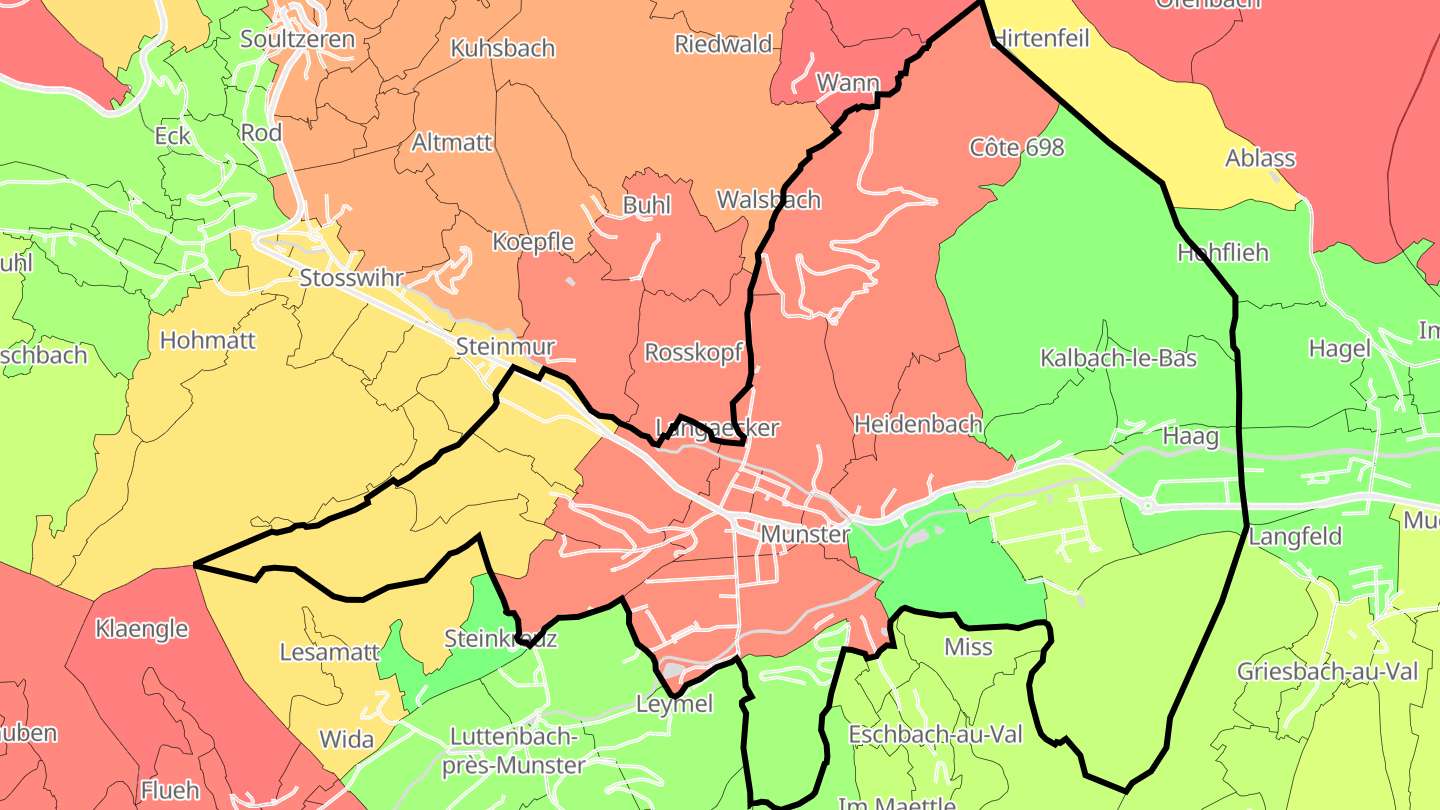 Carte des prix de l'immobilier Munster