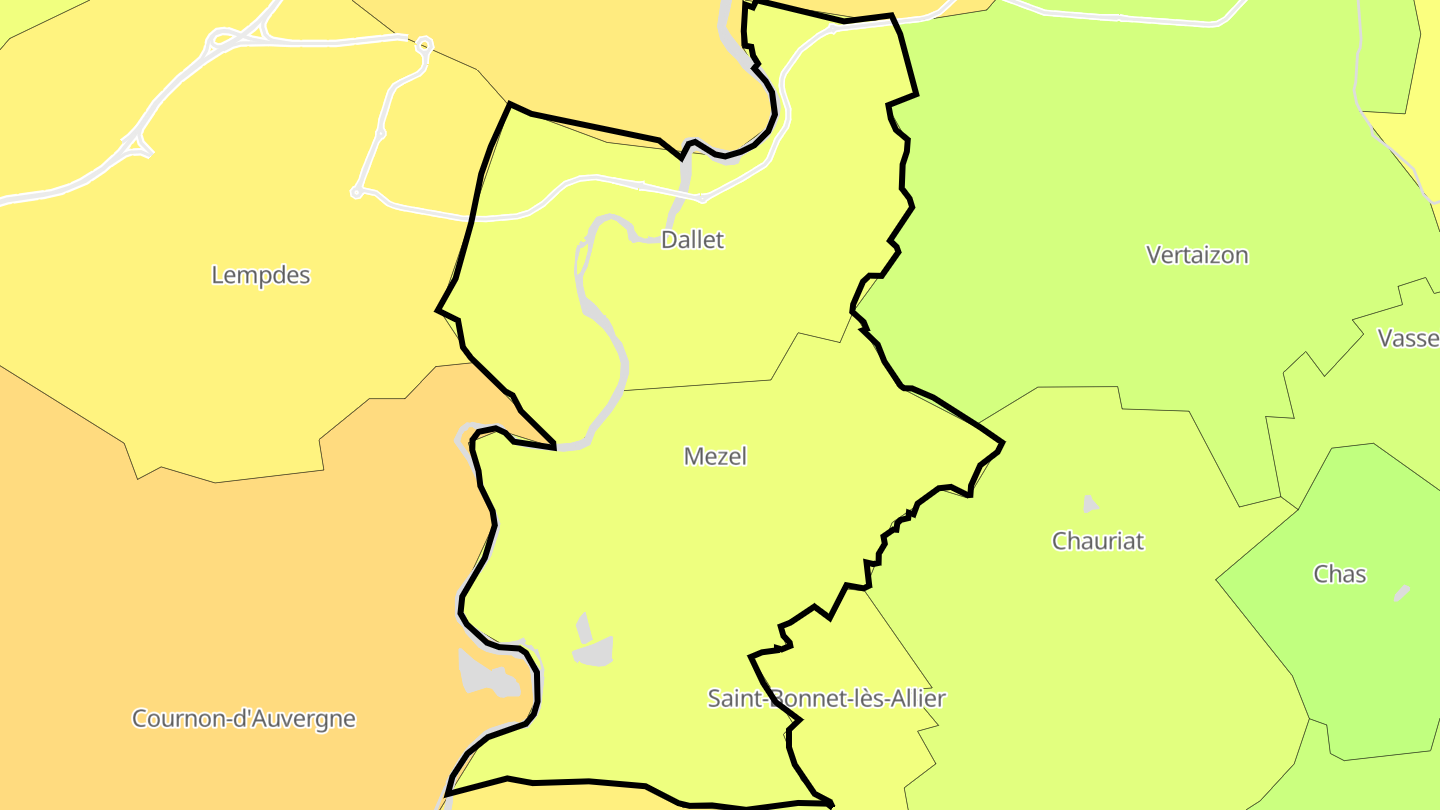 Carte des prix de l'immobilier Mur-sur-Allier