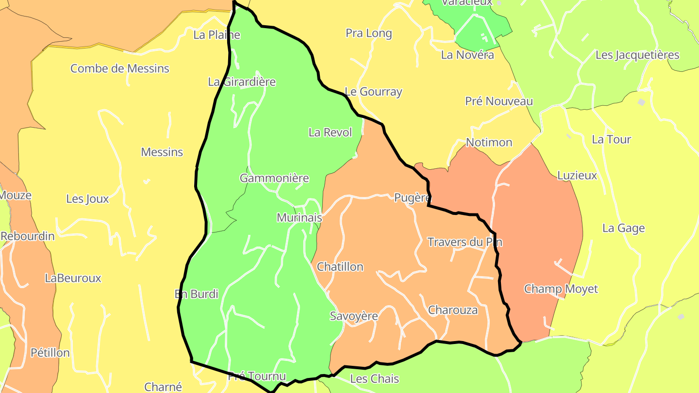 Carte des prix de l'immobilier Murinais