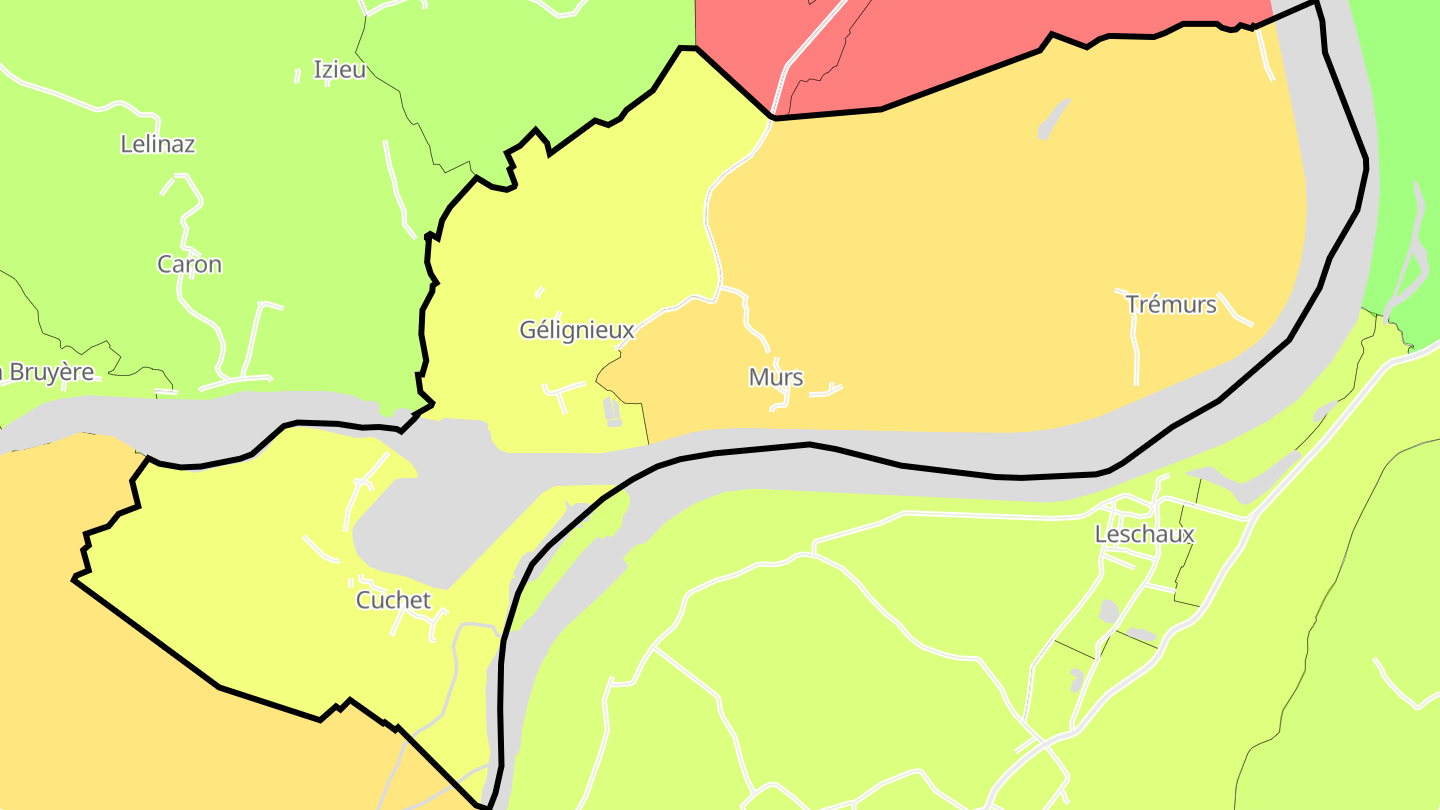 Carte des prix de l'immobilier Murs-et-Gélignieux
