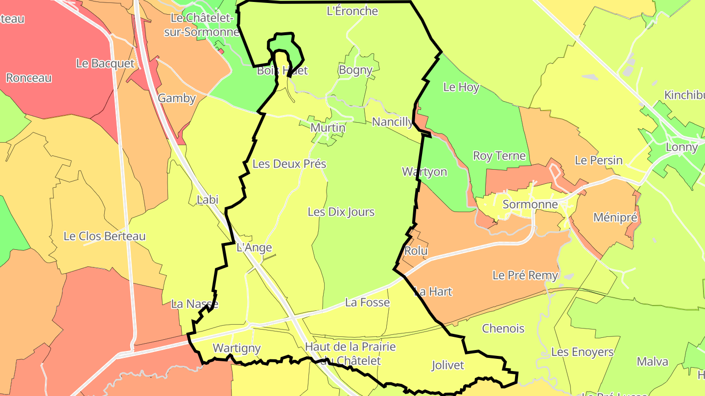 Carte des prix de l'immobilier Murtin-et-Bogny