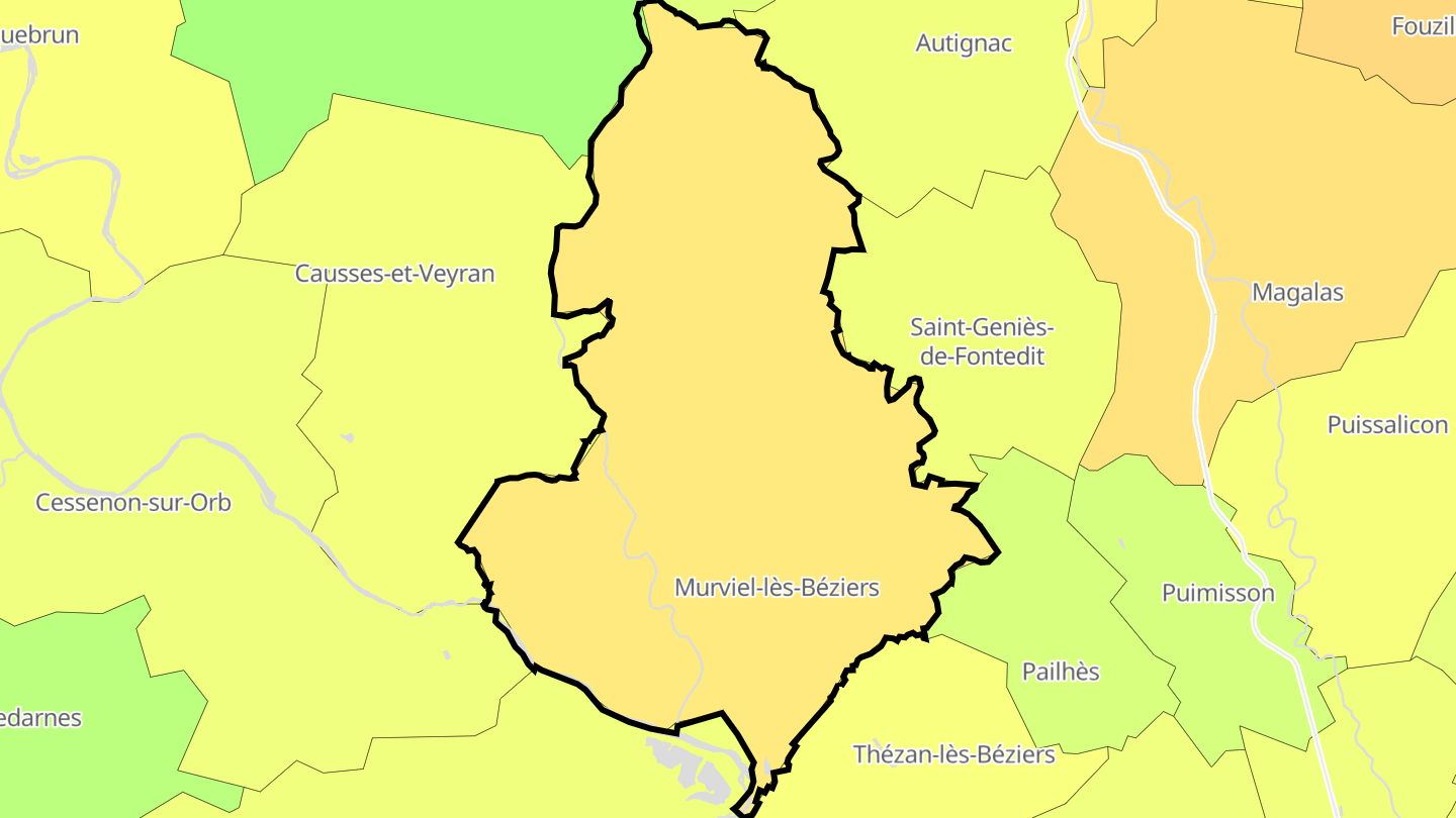 Carte des prix de l'immobilier Murviel-lès-Béziers