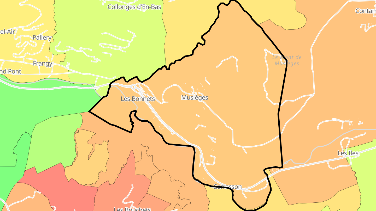 Carte des prix de l'immobilier Musièges