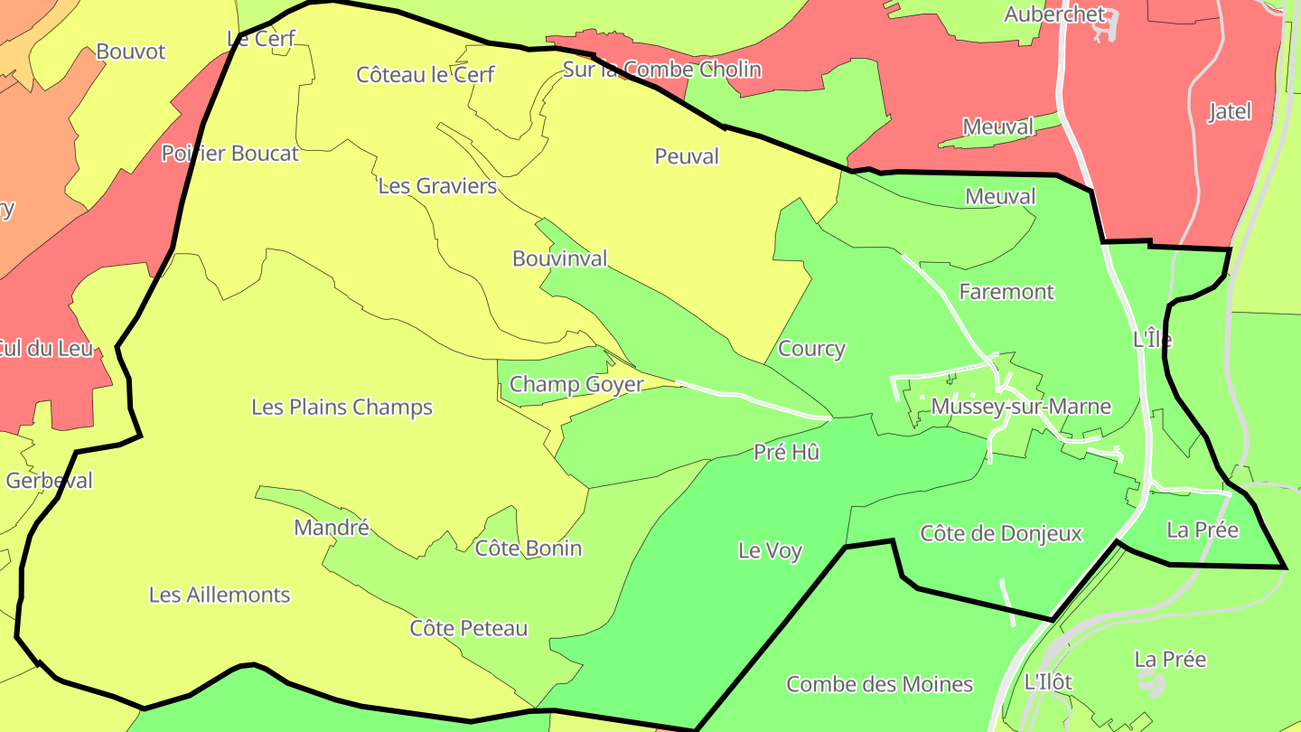Carte des prix de l'immobilier Mussey-sur-Marne