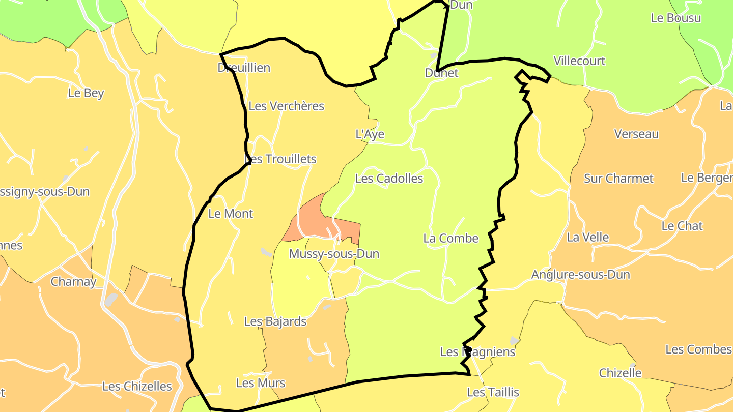 Carte des prix de l'immobilier Mussy-sous-Dun