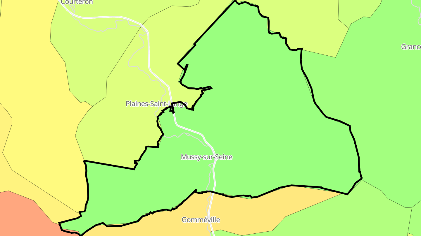 Carte des prix de l'immobilier Mussy-sur-Seine