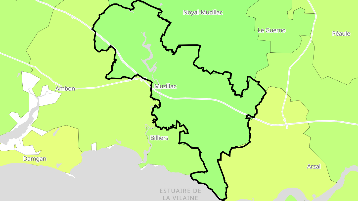 Carte des prix de l'immobilier Muzillac