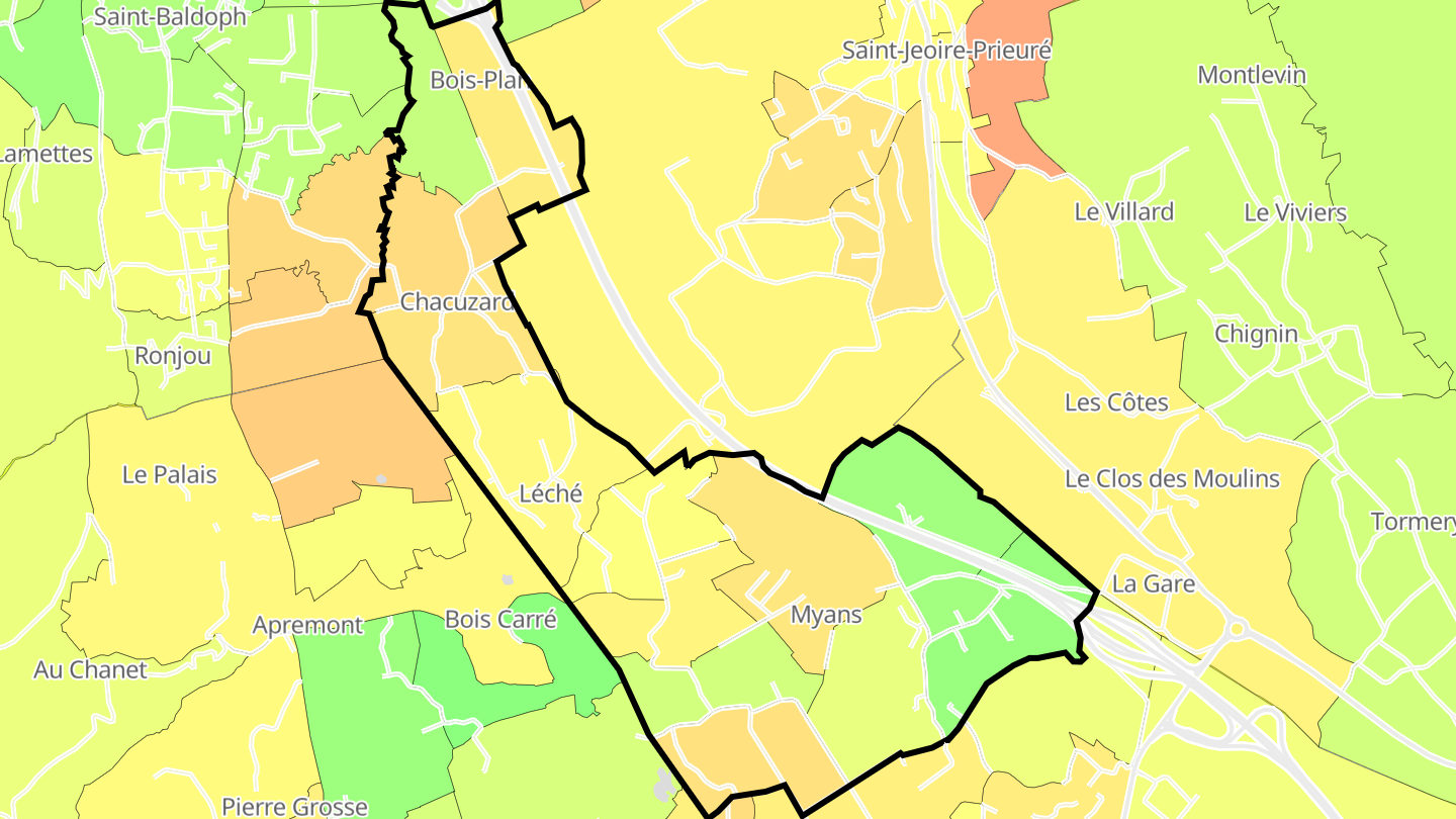 Carte des prix de l'immobilier Myans