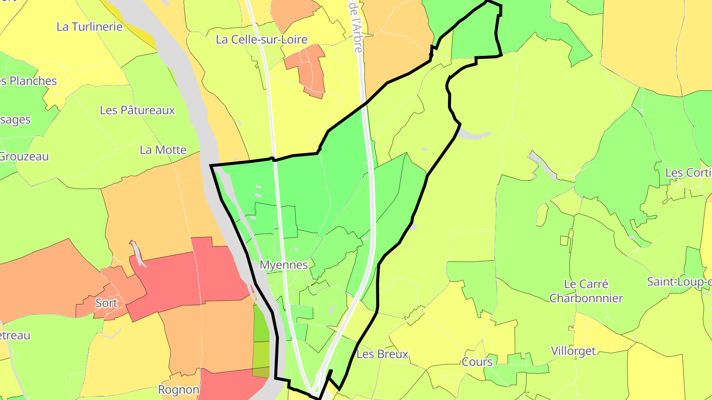 Carte des prix de l'immobilier Myennes