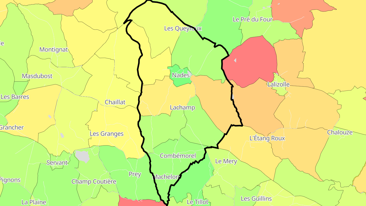 Carte des prix de l'immobilier Nades