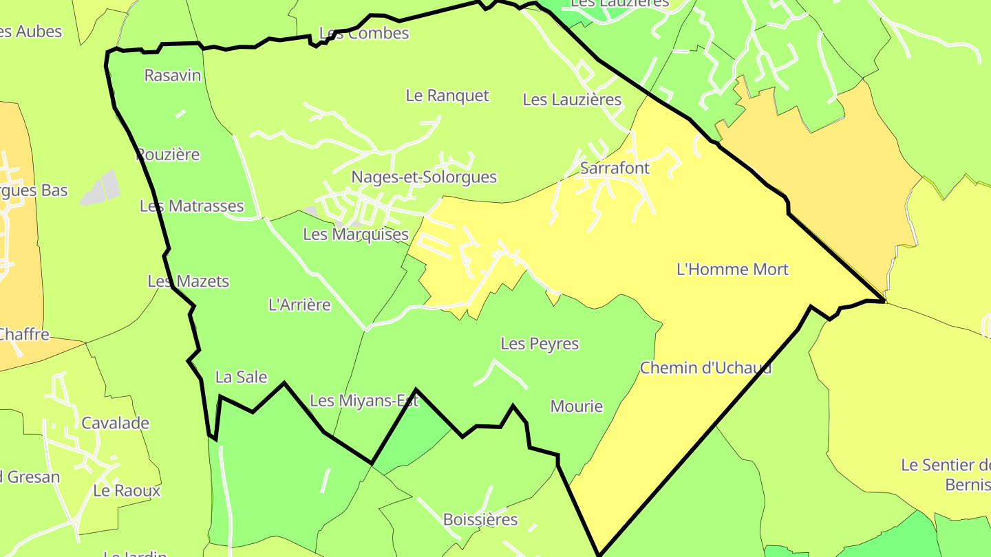 Carte des prix de l'immobilier Nages-et-Solorgues