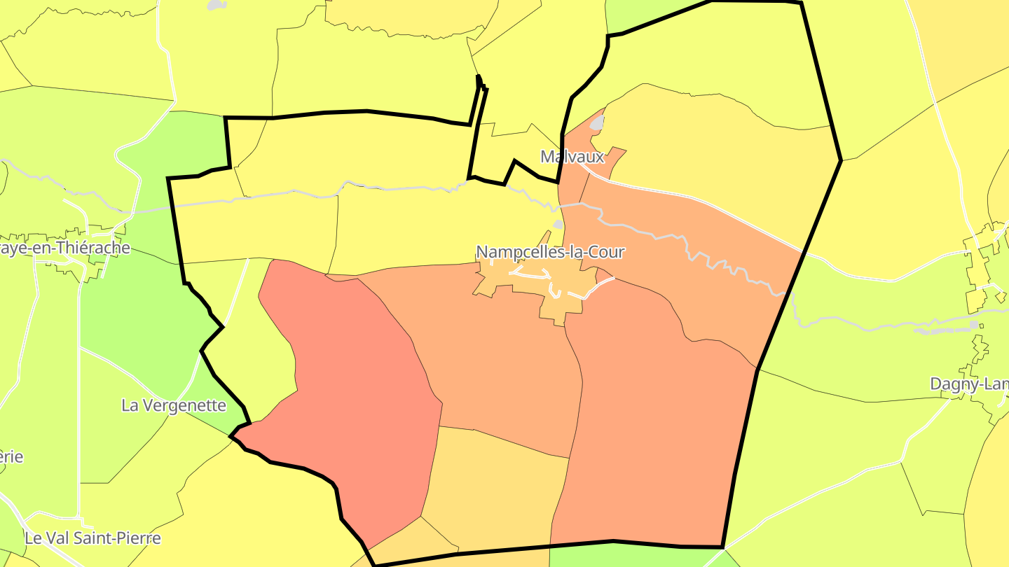 Carte des prix de l'immobilier Nampcelles-la-Cour