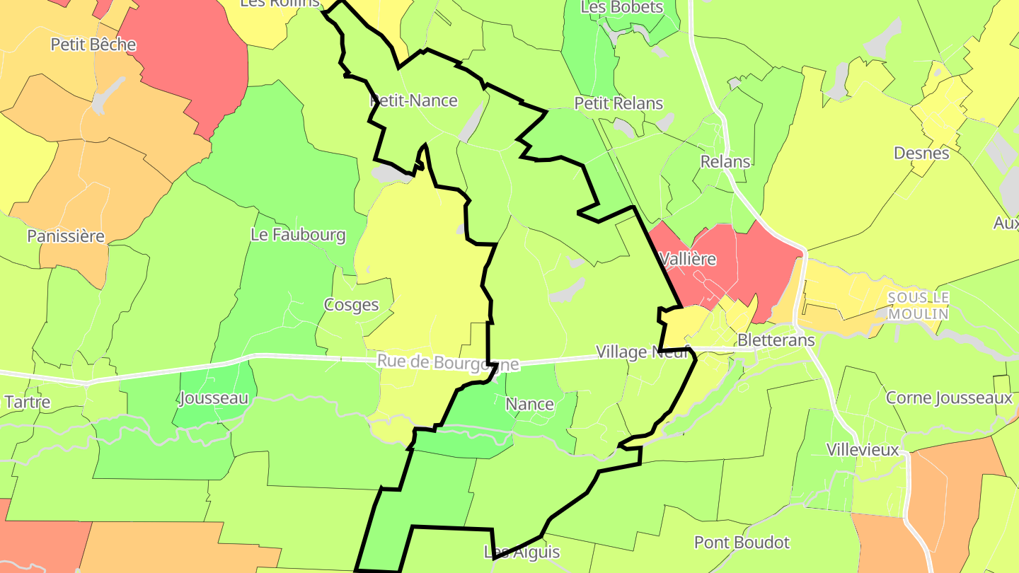 Carte des prix de l'immobilier Nance