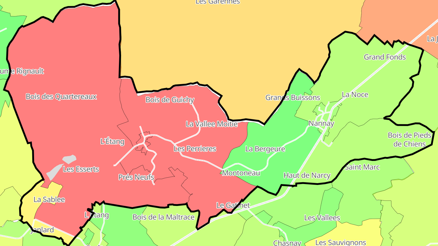 Carte des prix de l'immobilier Nannay