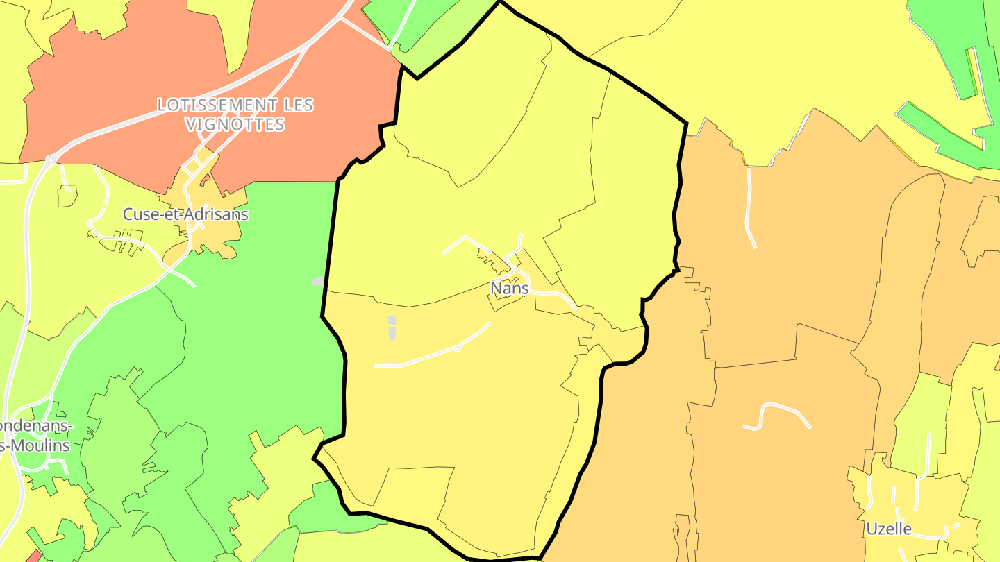 Carte des prix de l'immobilier Nans