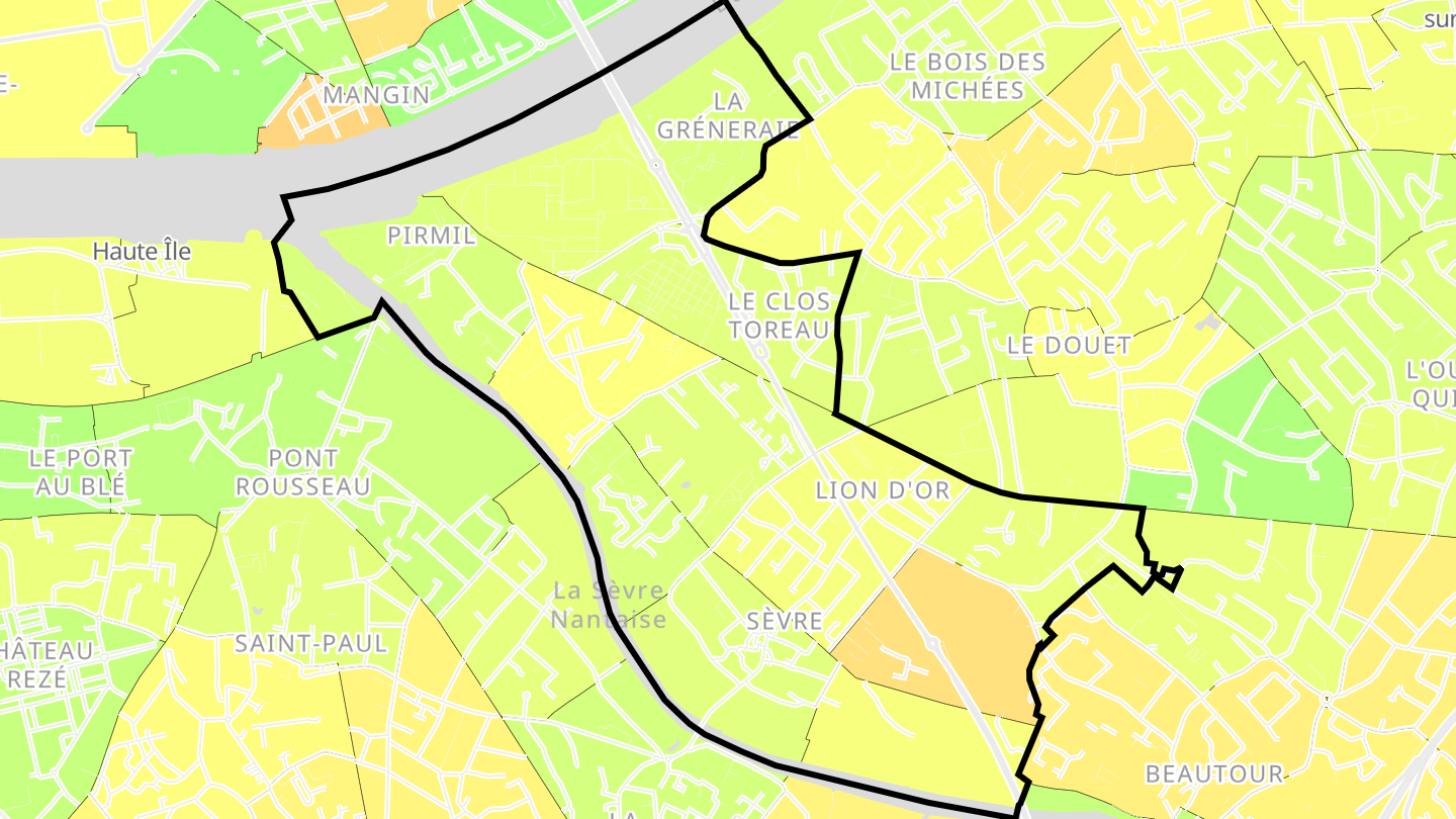 Carte des prix de l'immobilier Nantes Sud