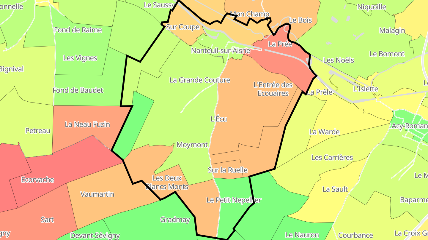 Carte des prix de l'immobilier Nanteuil-sur-Aisne