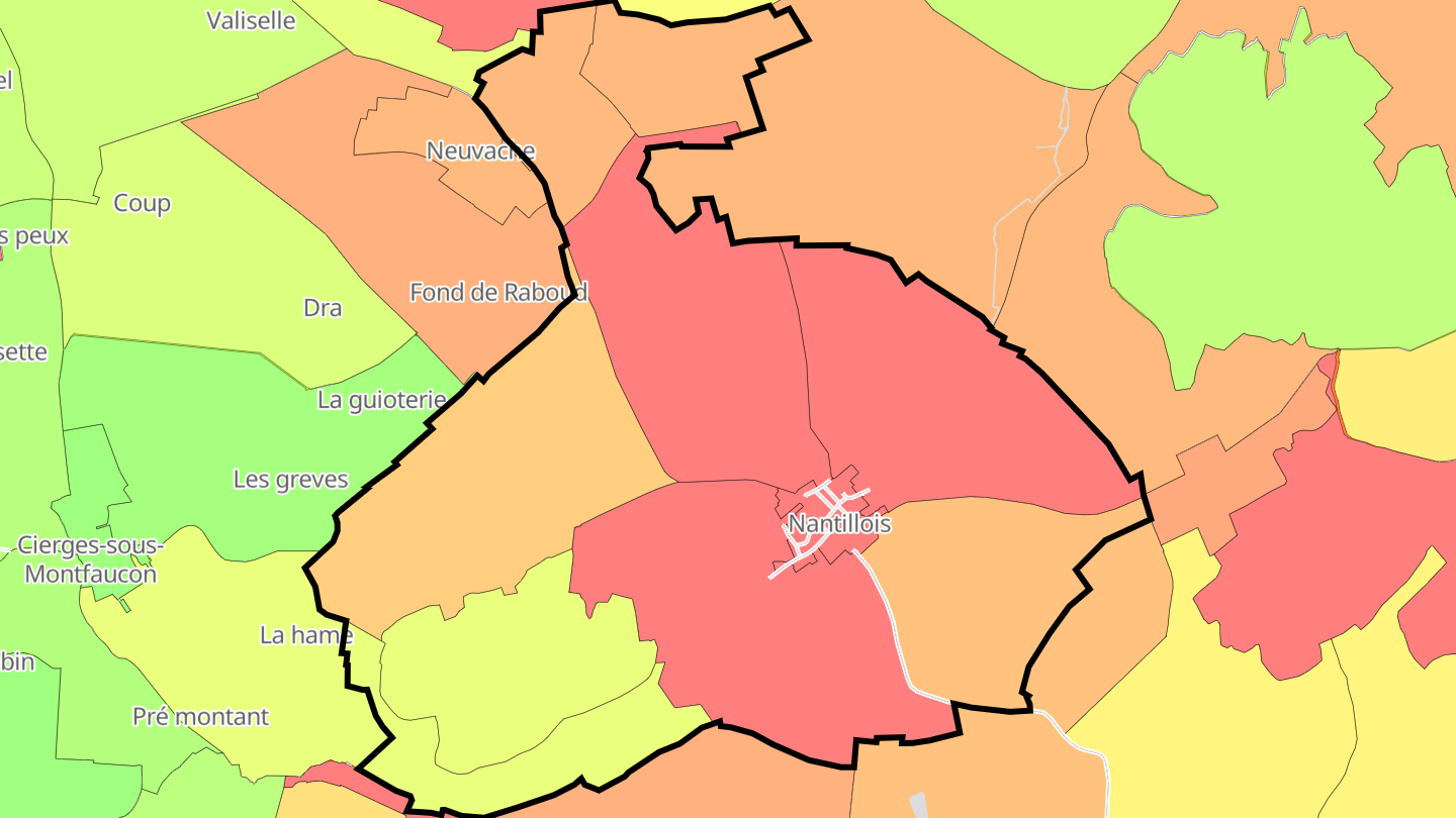 Carte des prix de l'immobilier Nantillois