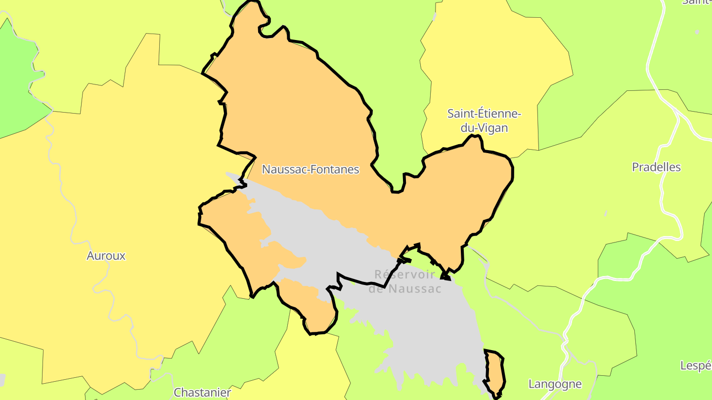 Carte des prix de l'immobilier Naussac-Fontanes