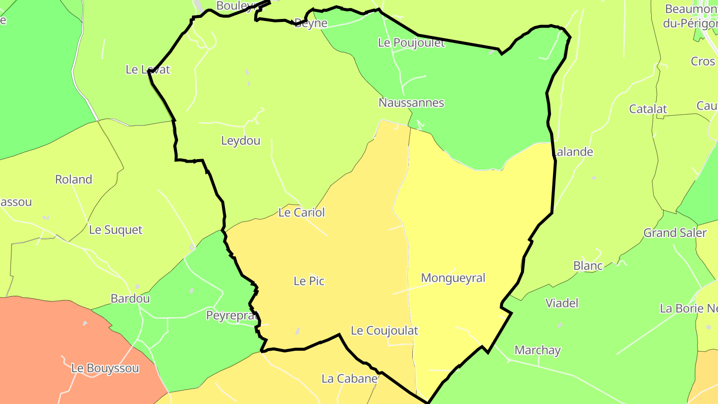 Carte des prix de l'immobilier Naussannes
