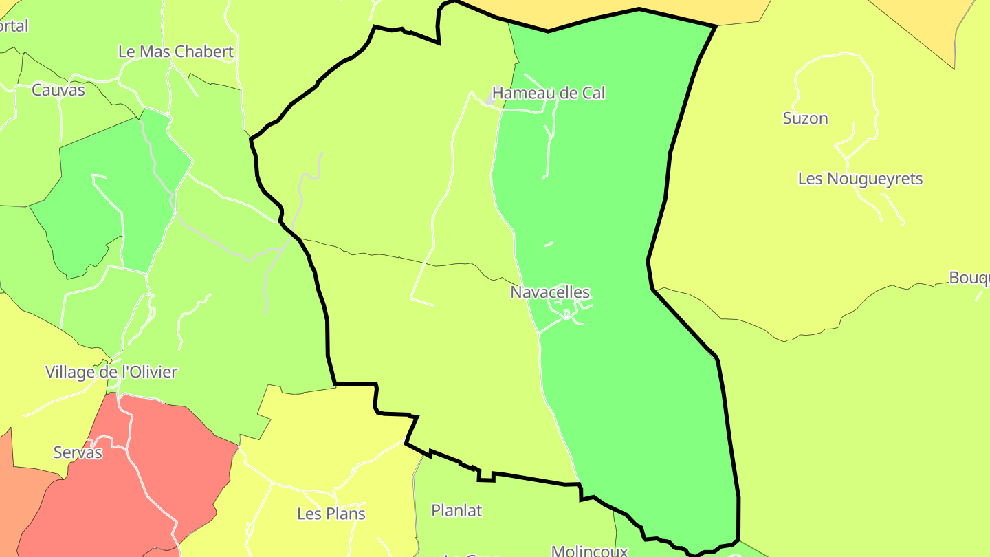 Carte des prix de l'immobilier Navacelles
