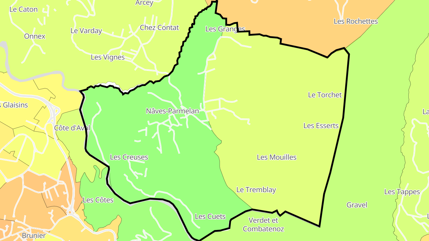 Carte des prix de l'immobilier Nâves-Parmelan