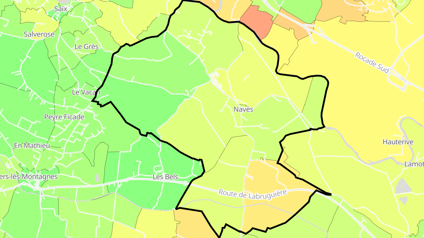 Carte des prix de l'immobilier Navès