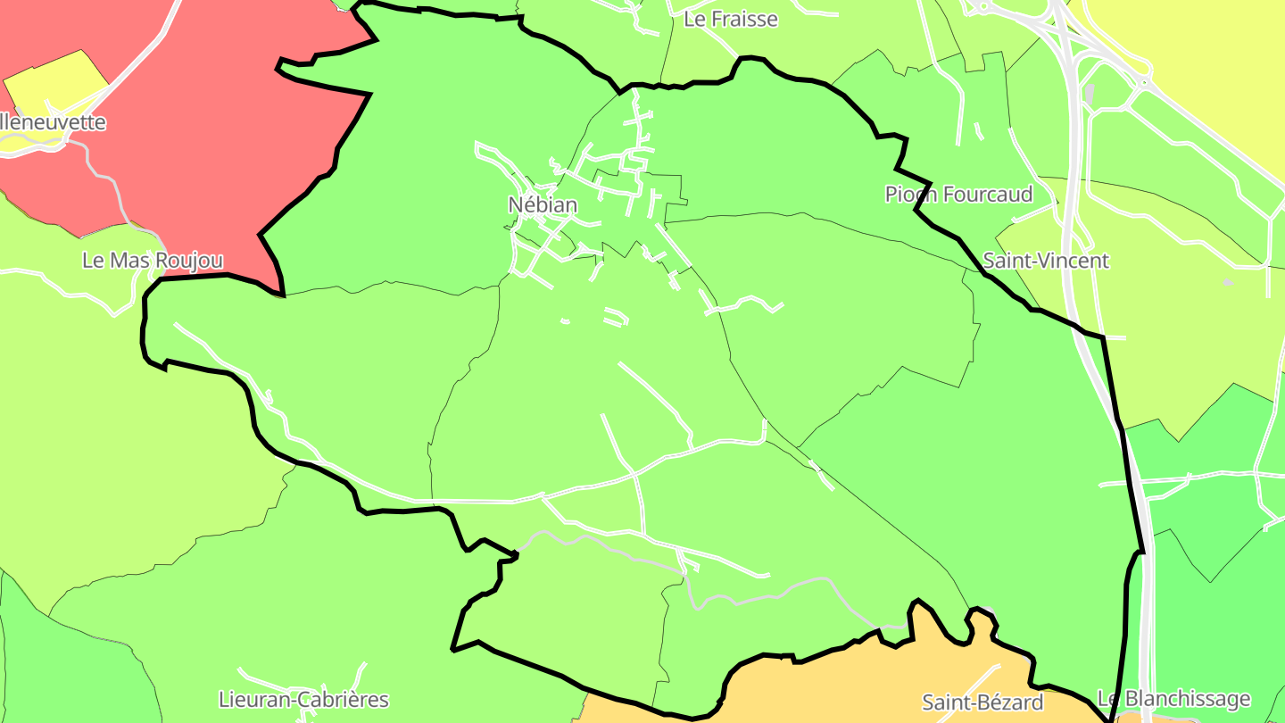 Carte des prix de l'immobilier Nébian