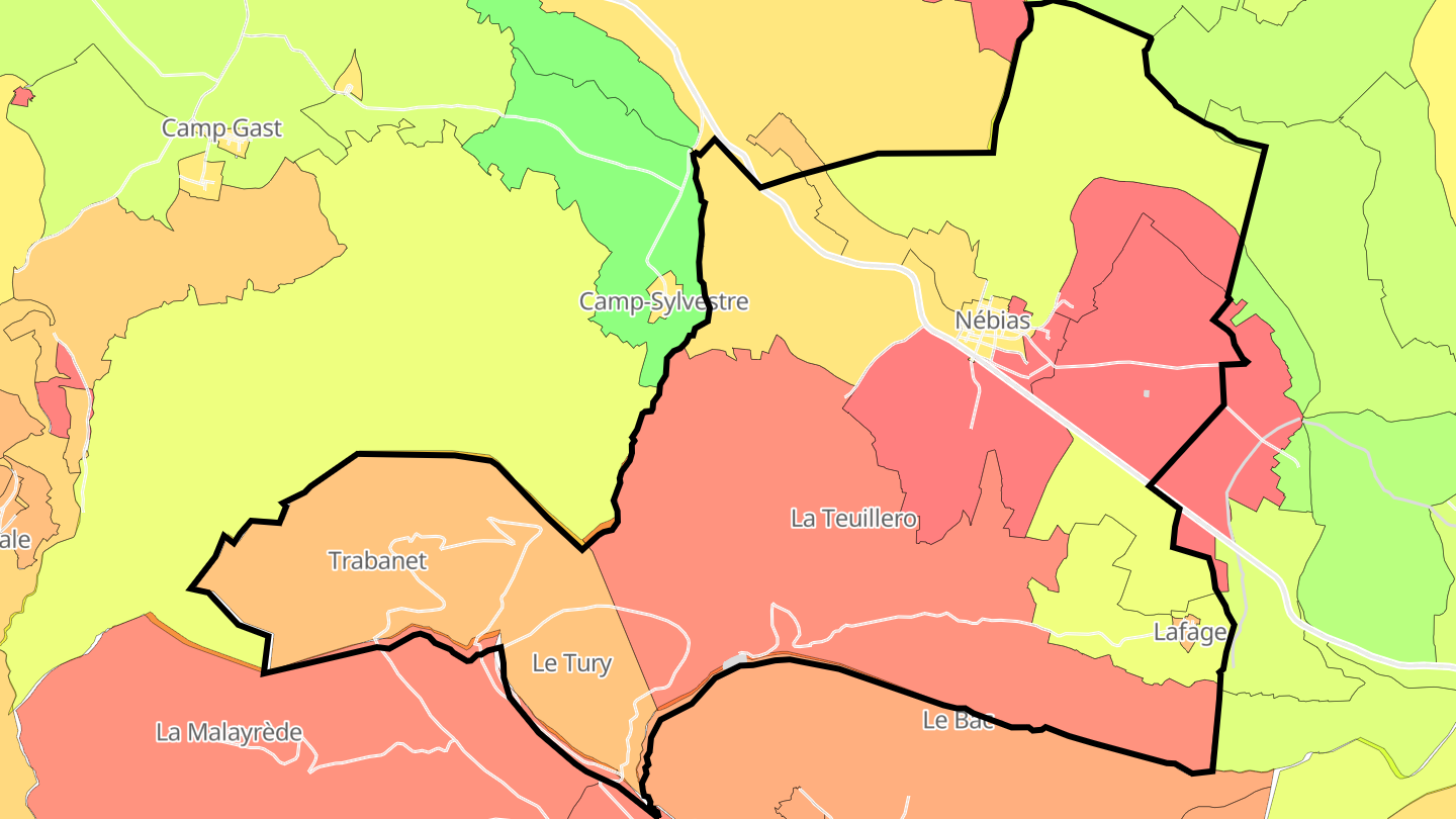 Carte des prix de l'immobilier Nébias