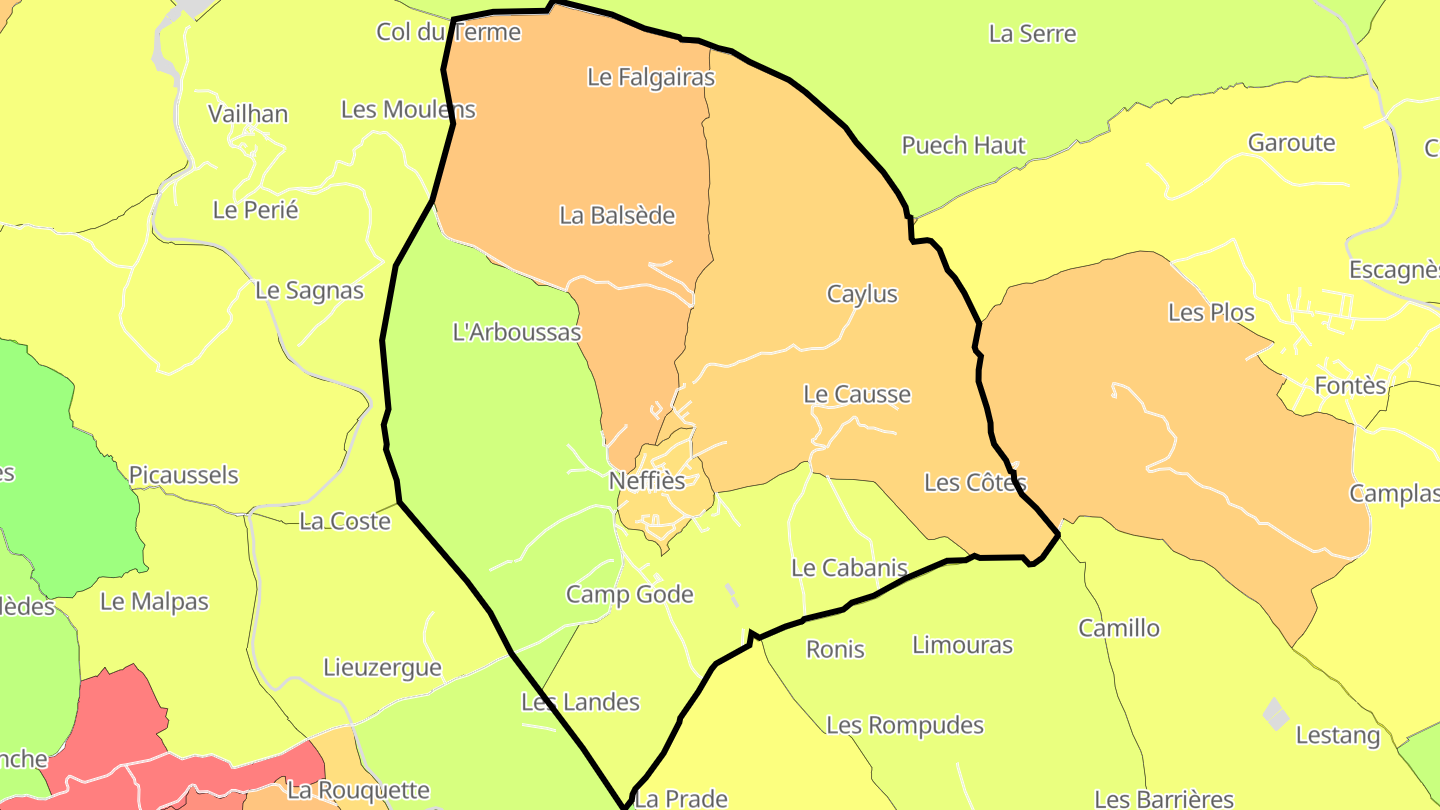 Carte des prix de l'immobilier Neffiès