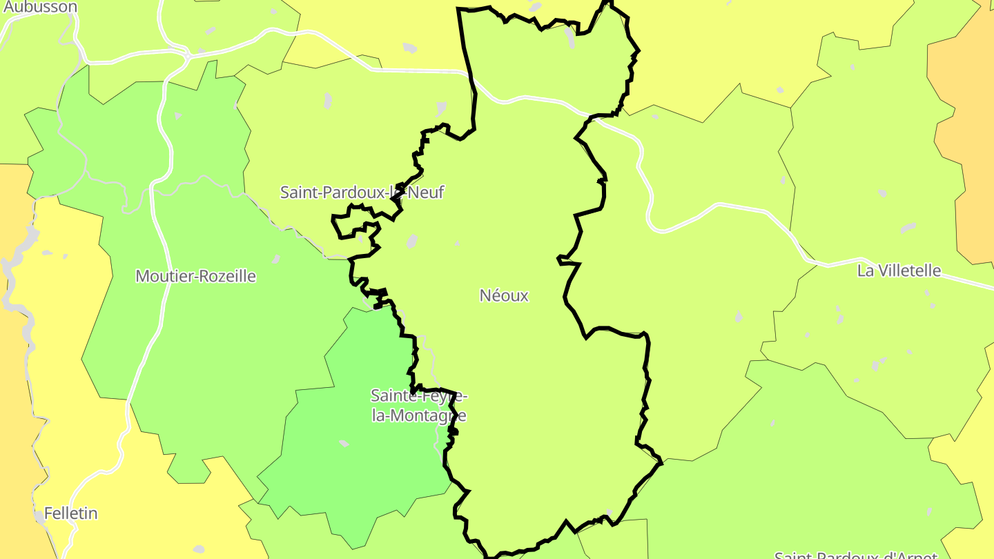 Carte des prix de l'immobilier Néoux