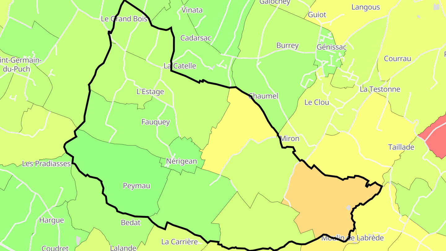 Carte des prix de l'immobilier Nérigean
