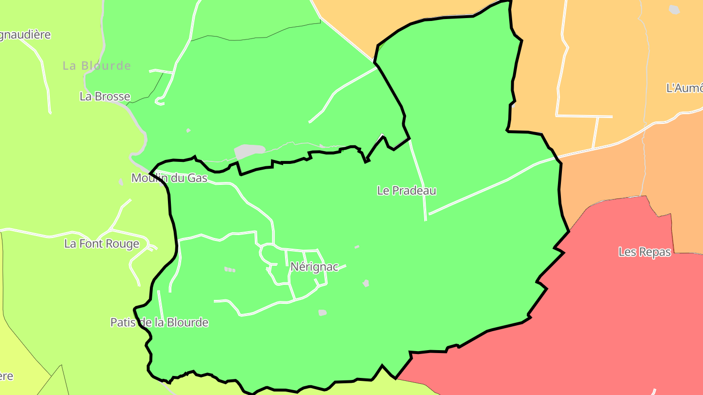 Carte des prix de l'immobilier Nérignac
