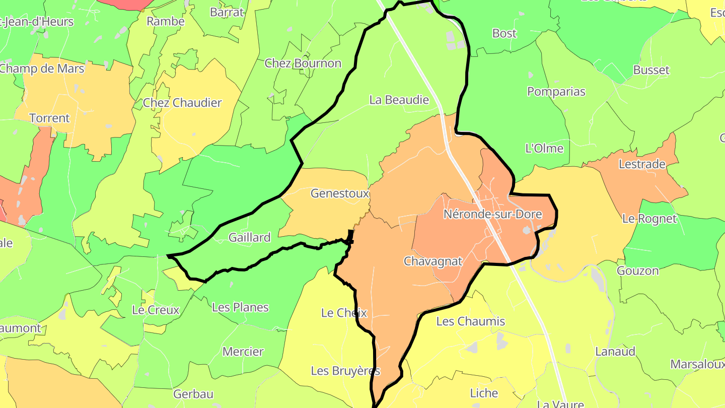 Carte des prix de l'immobilier Néronde-sur-Dore
