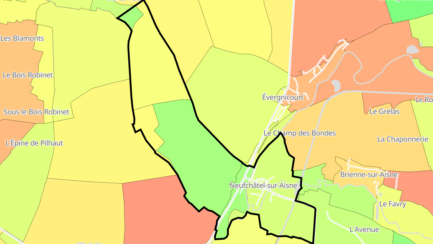 Carte des prix de l'immobilier Neufchâtel-sur-Aisne
