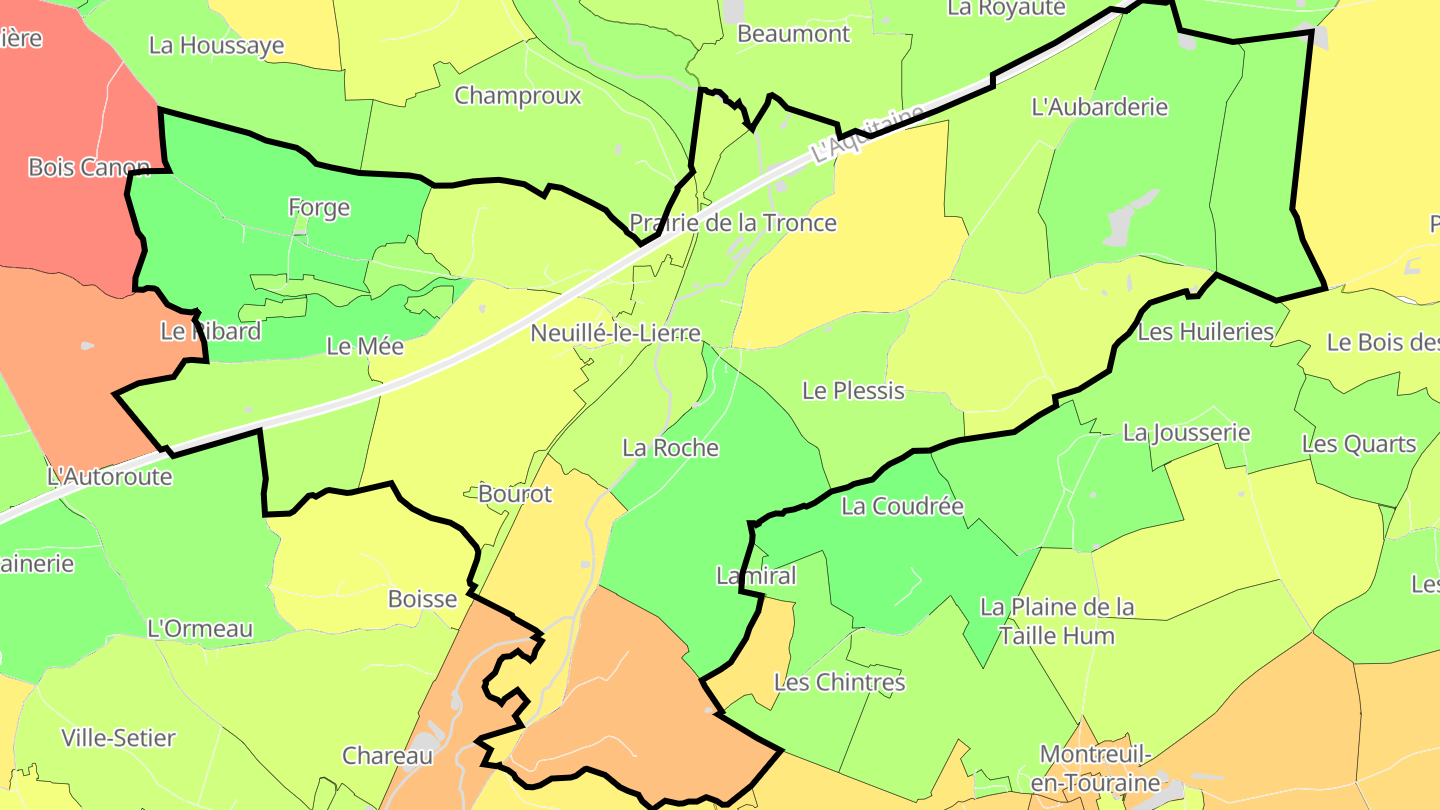 Carte des prix de l'immobilier Neuillé-le-Lierre