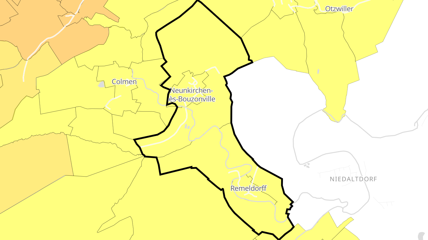 Carte des prix de l'immobilier Neunkirchen-lès-Bouzonville