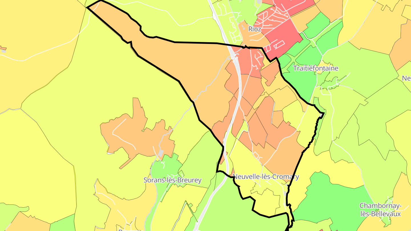 Carte des prix de l'immobilier Neuvelle-lès-Cromary