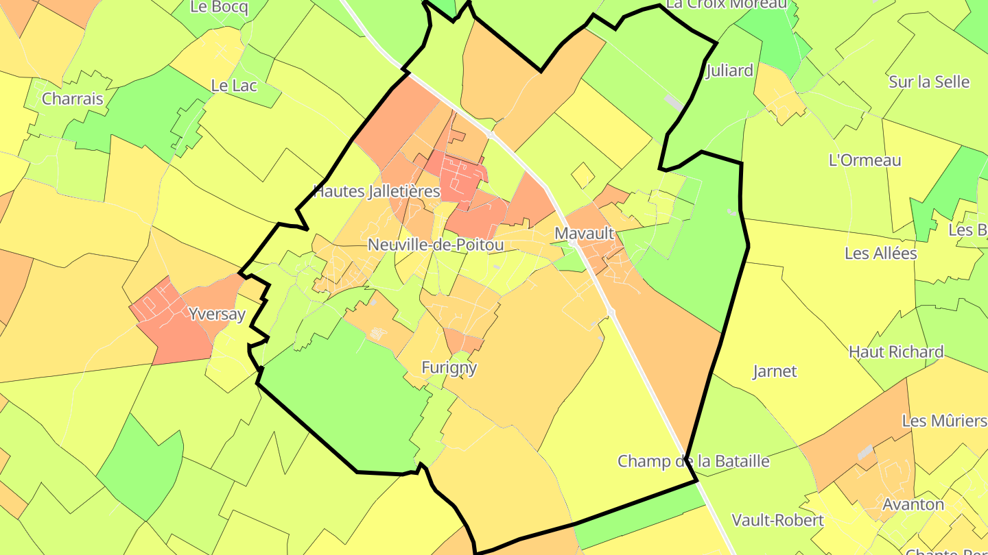 Carte des prix de l'immobilier Neuville-de-Poitou