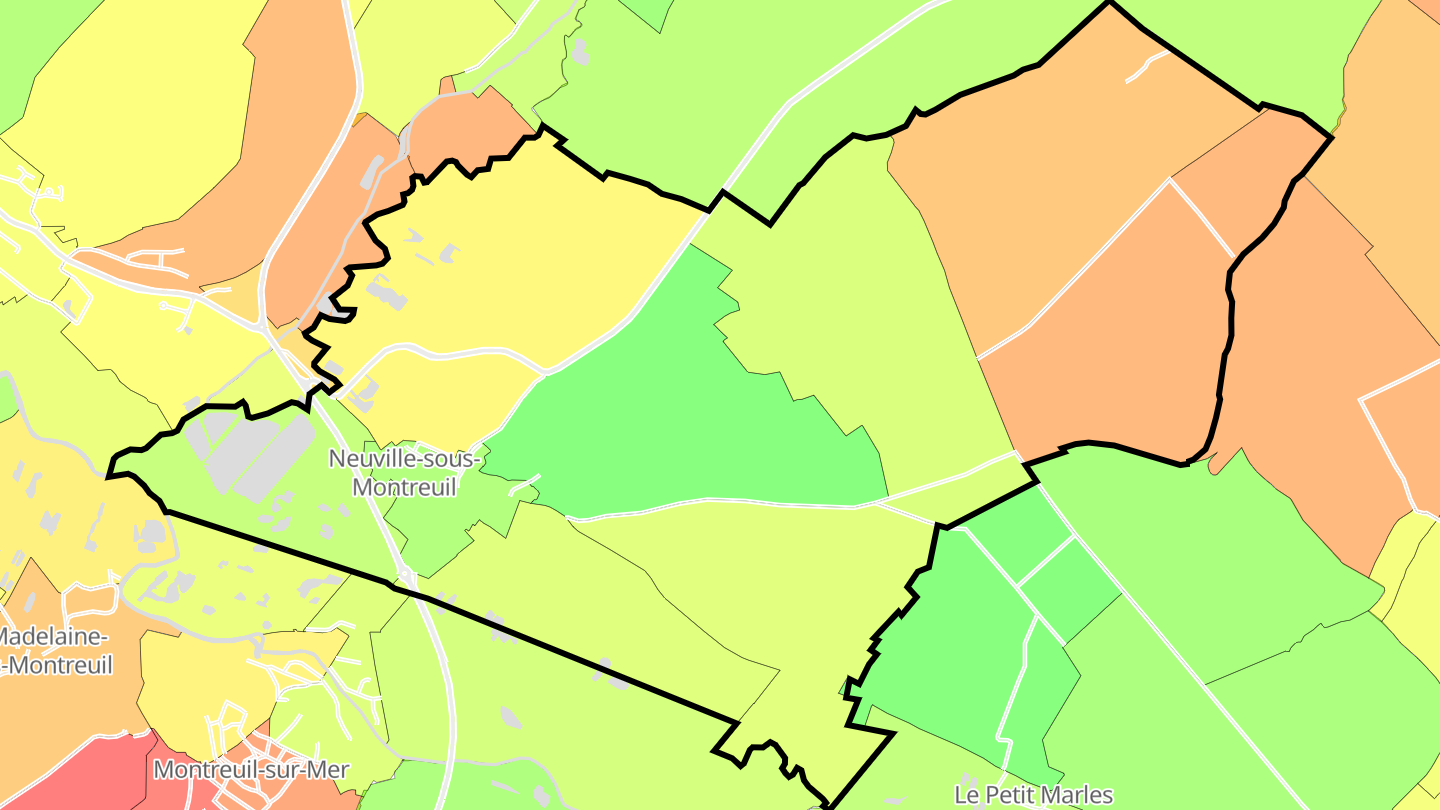 Carte des prix de l'immobilier Neuville-sous-Montreuil