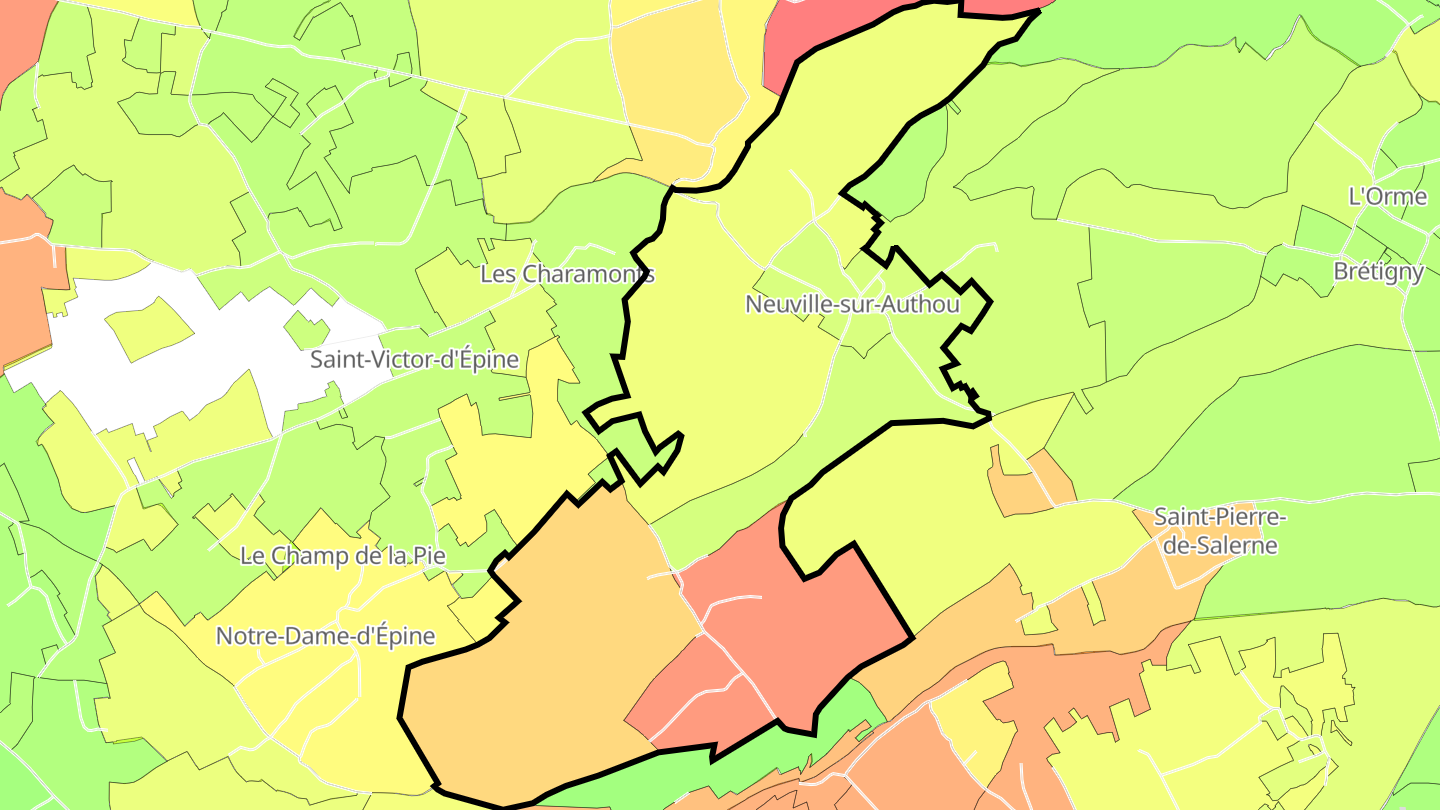 Carte des prix de l'immobilier Neuville-sur-Authou