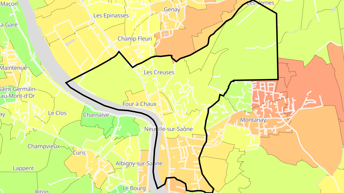 Carte des prix de l'immobilier Neuville-sur-Saône