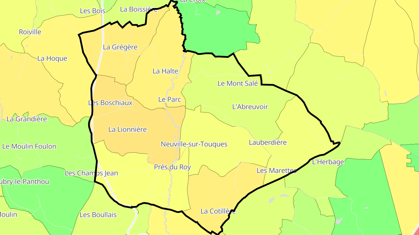 Carte des prix de l'immobilier Neuville-sur-Touques