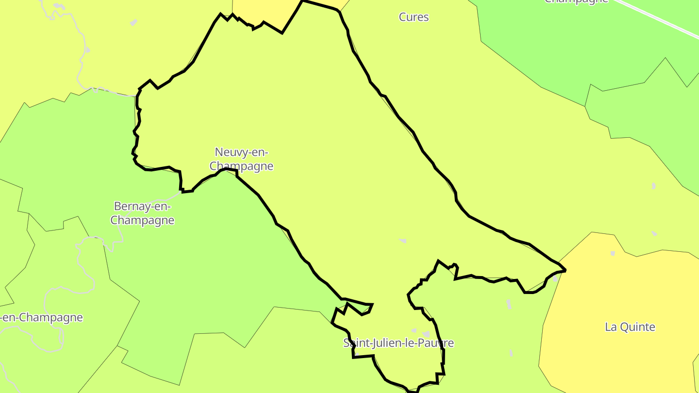 Carte des prix de l'immobilier Neuvy-en-Champagne