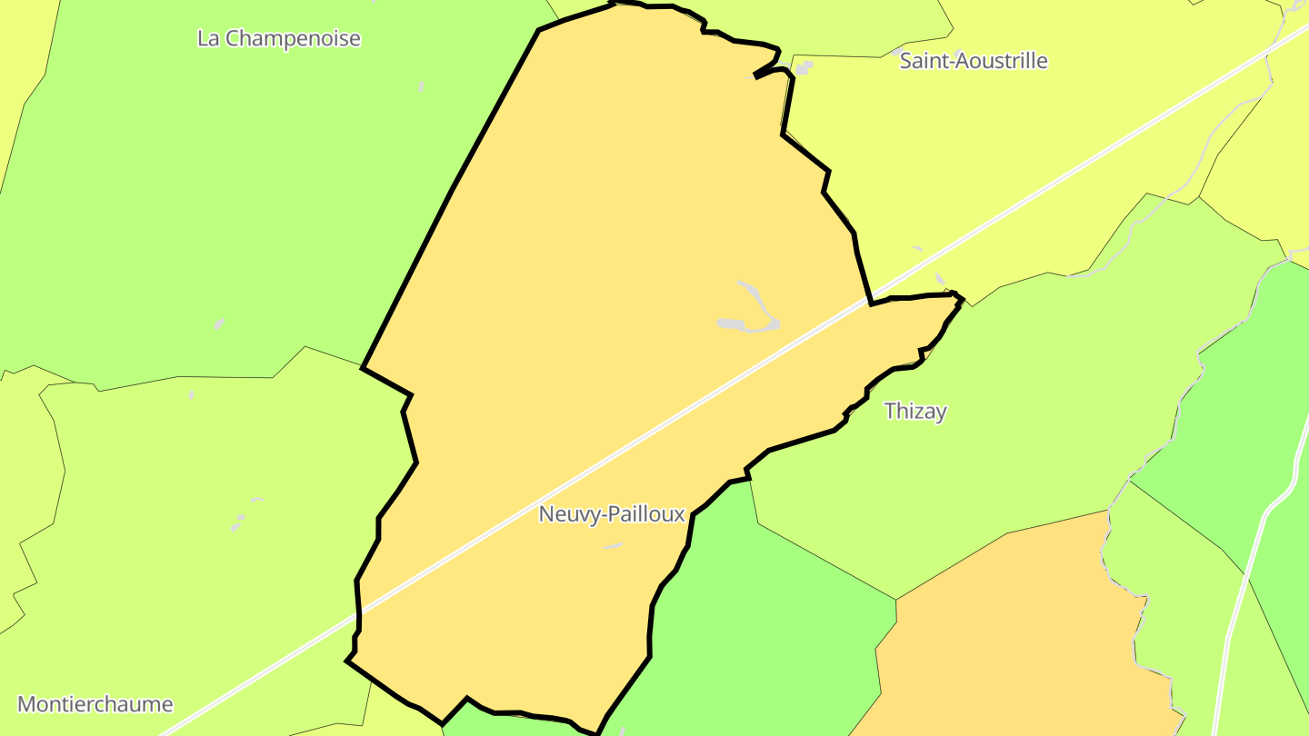 Carte des prix de l'immobilier Neuvy-Pailloux