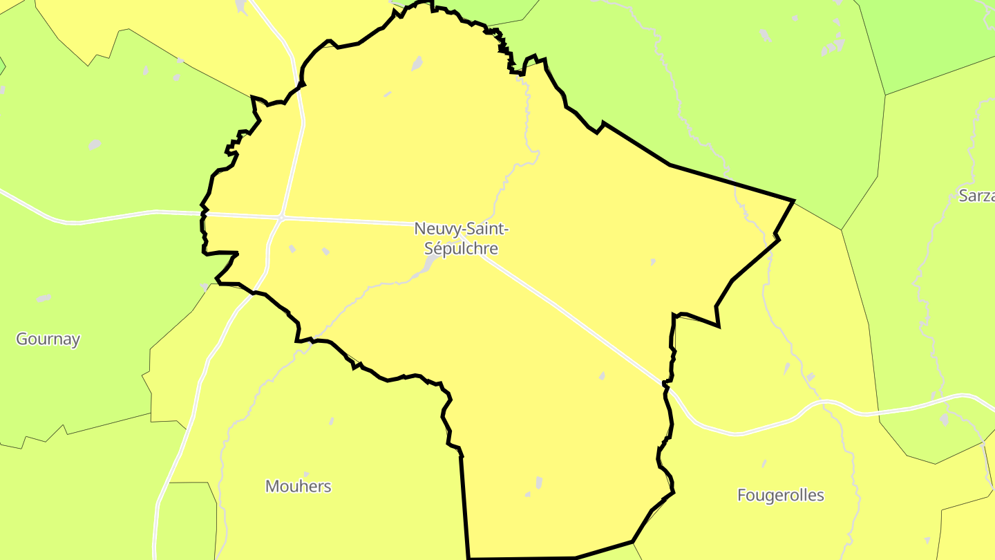 Carte des prix de l'immobilier Neuvy-Saint-Sépulchre