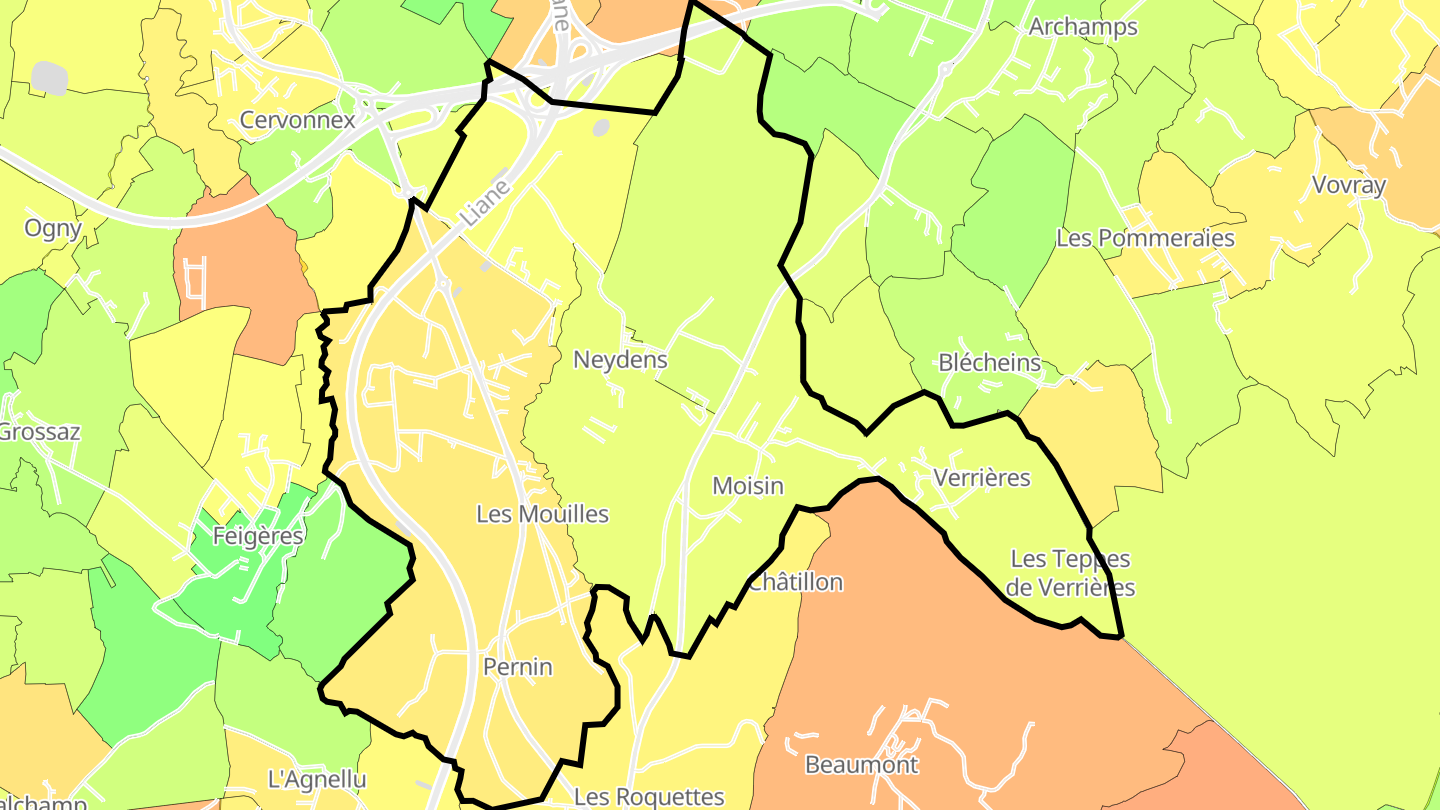 Carte des prix de l'immobilier Neydens