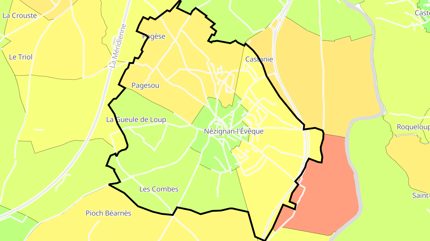 Carte des prix de l'immobilier Nézignan-l'Évêque