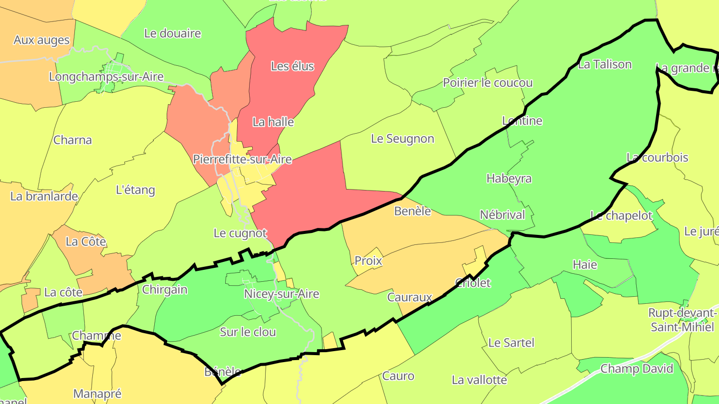 Carte des prix de l'immobilier Nicey-sur-Aire