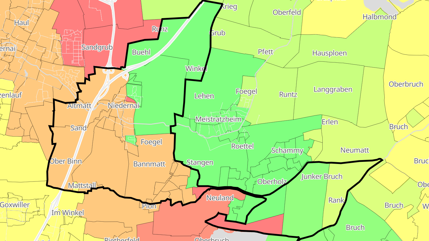 Carte des prix de l'immobilier Niedernai